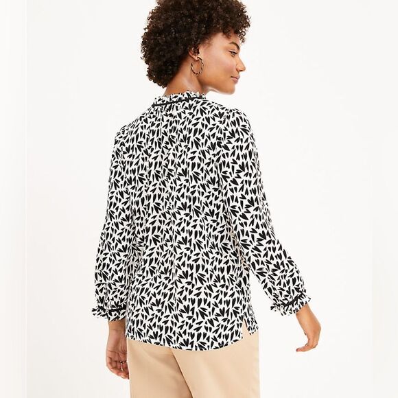 COPY - Loft Heart Ruffle Tie Neck Blouse - Picture 3 of 7